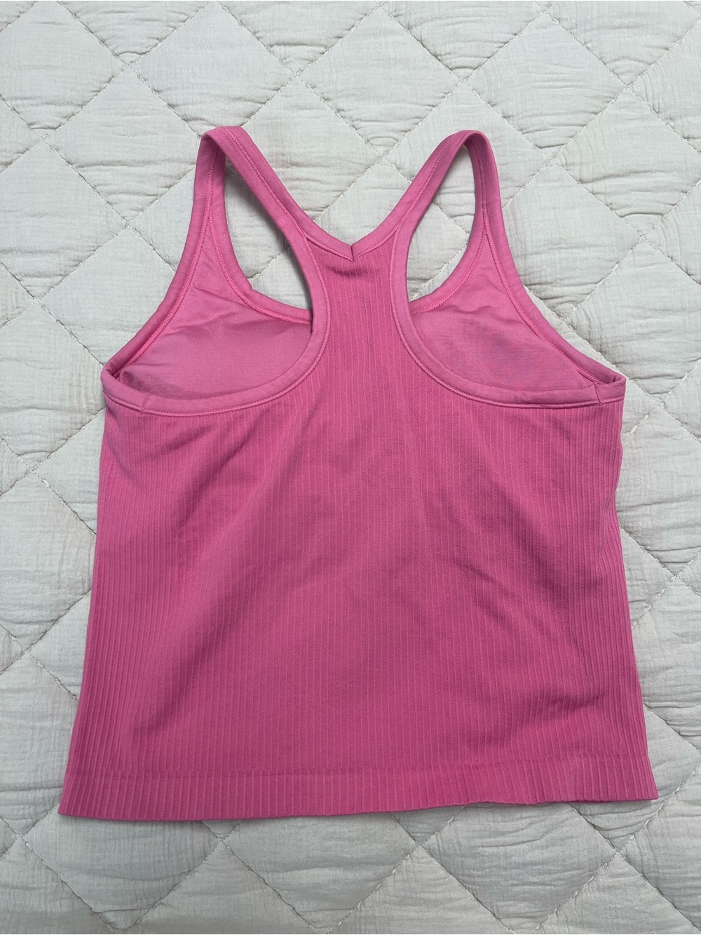 Ribbed Racerback Sports Tank - Pink - Picture 3 of 3